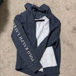 Polo by Ralph Lauren Men's Navy Zip-Up Hoodie with Sleeve Logo